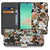 Samsung Galaxy A17 PU Leer Portemonnee Hoes Dark Flowers voorkant en achterkant