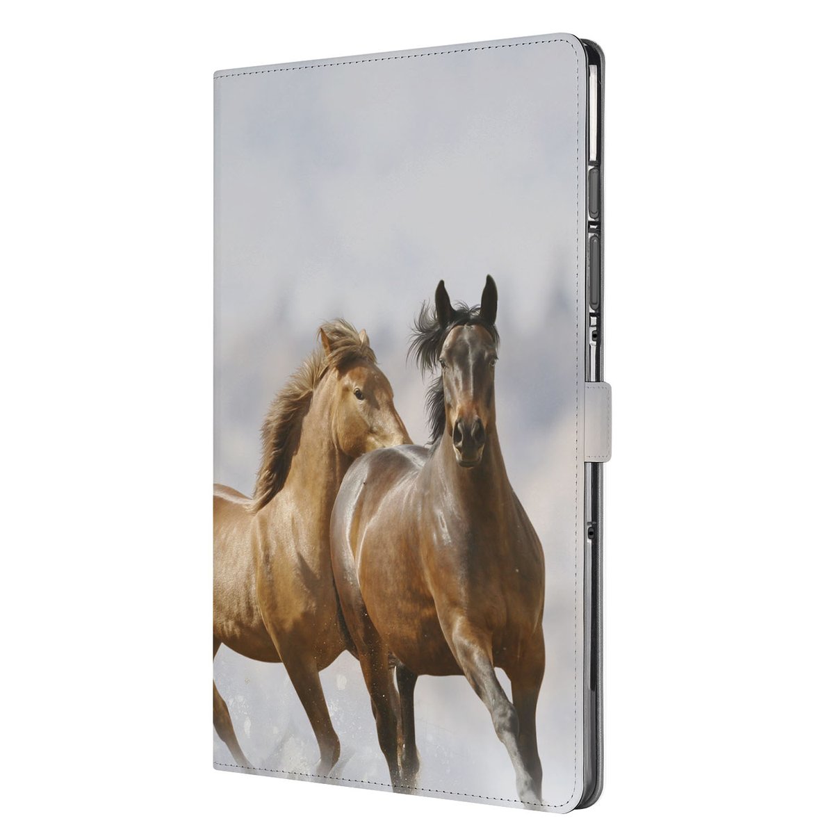 Paarden Book Case Hoesje met Standaard Samsung Galaxy Tab S10 FE Plus paarden design voorkant