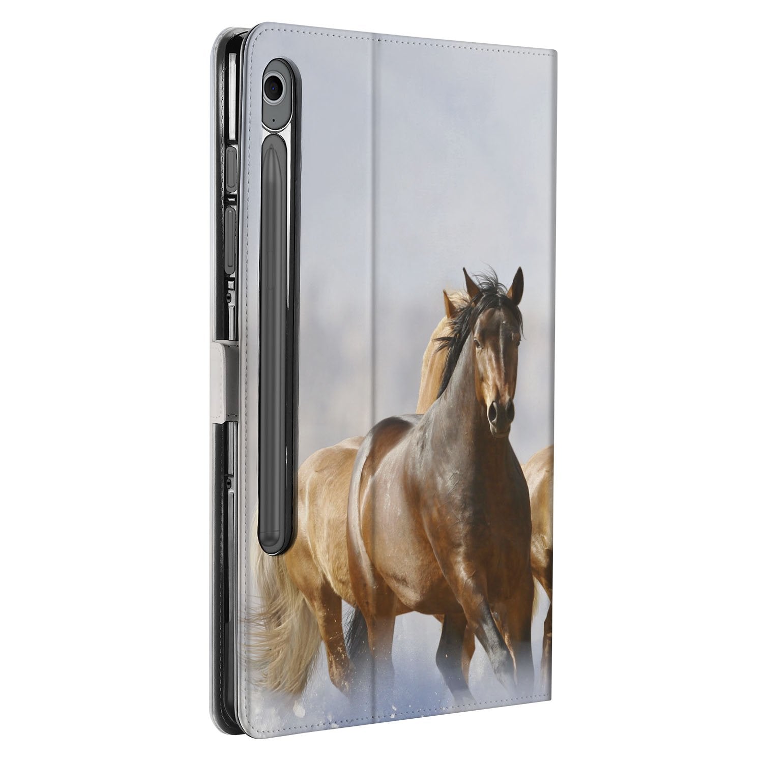 Paarden Book Case Hoesje met Standaard Samsung Galaxy Tab S10 FE | Tab S9 FE tablet hoesje paarden design voorkant