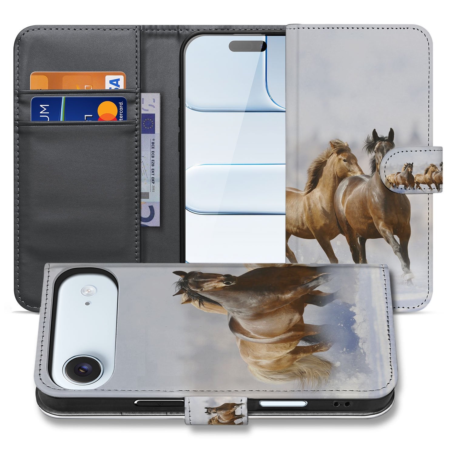 Paarden Motief Hoesje Voor iPhone Air Bookcase paardenmotief design voorkant