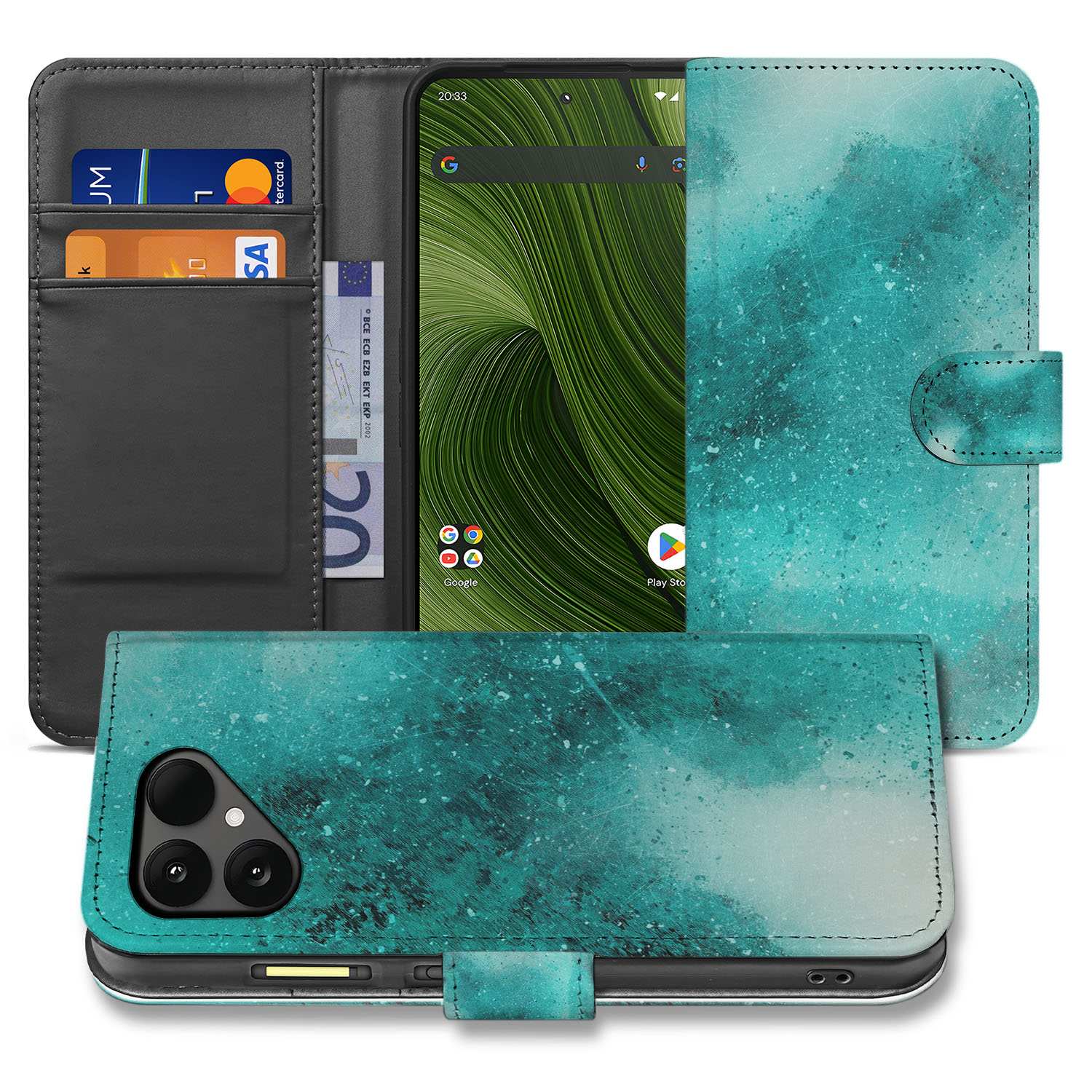 Fairphone 6 Painting Blue Bookcase Hoesje voorkant achterkant