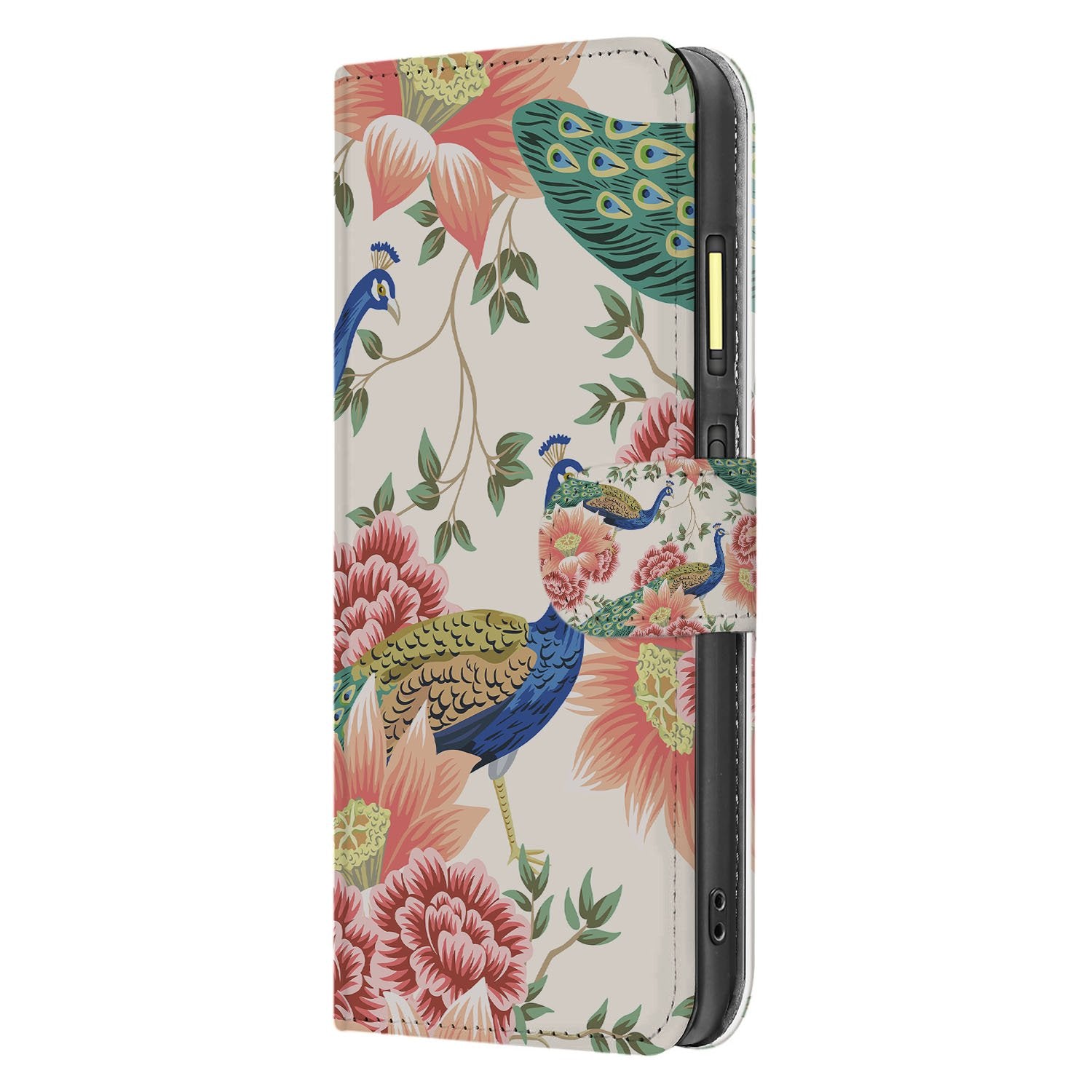 Pink Peacock Fairphone 6 Book Case pauwenverenprint roze aanzicht
