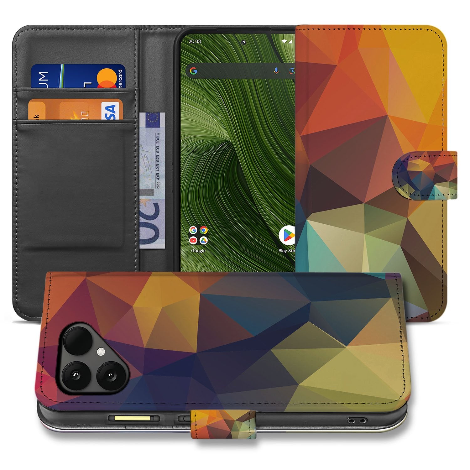 Fairphone 6 Polygon Color Book Case voorzijde ontwerpen geometrisch