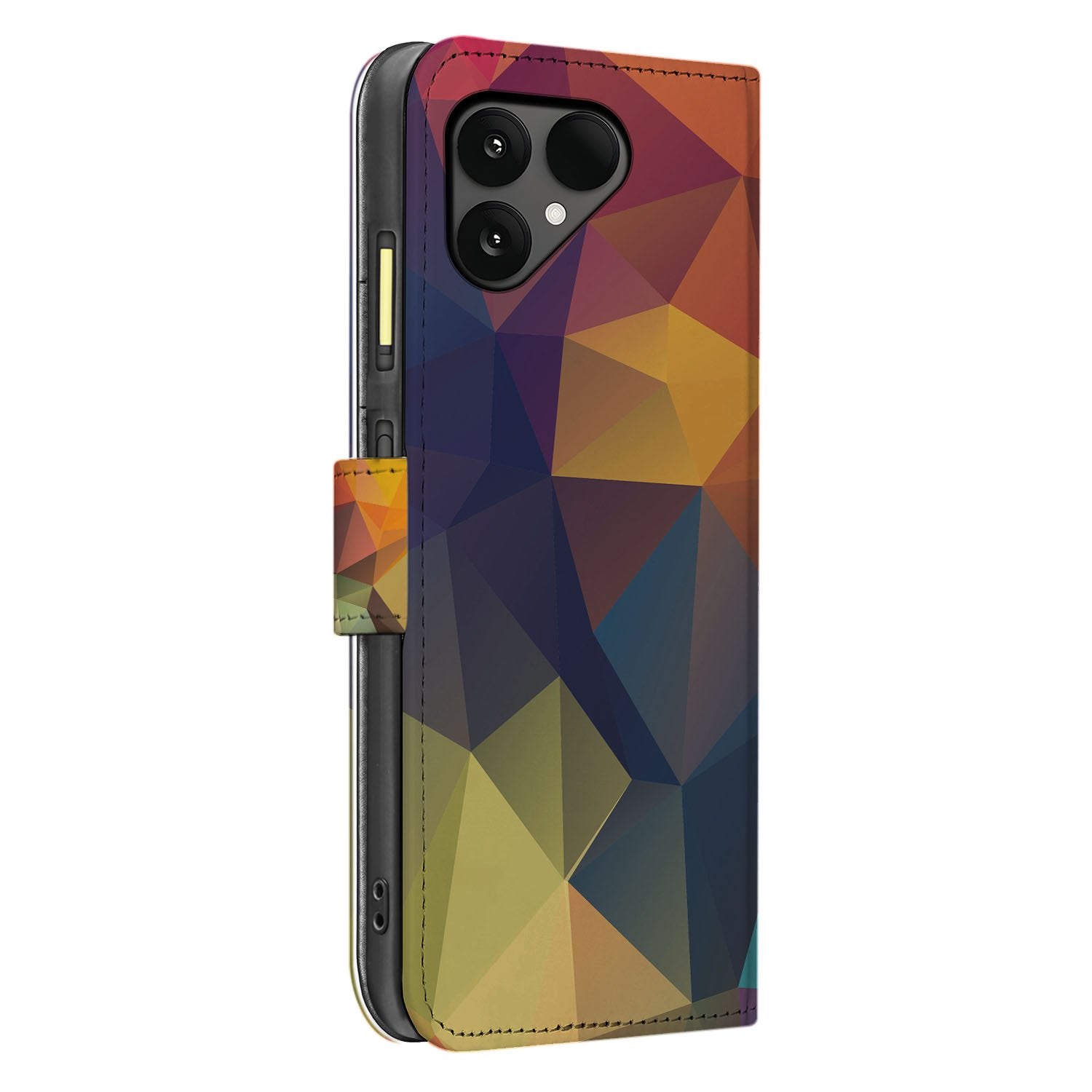 Fairphone 6 Polygon Color Book Case zijaanzicht kleurverloop geometrisch ontwerp
