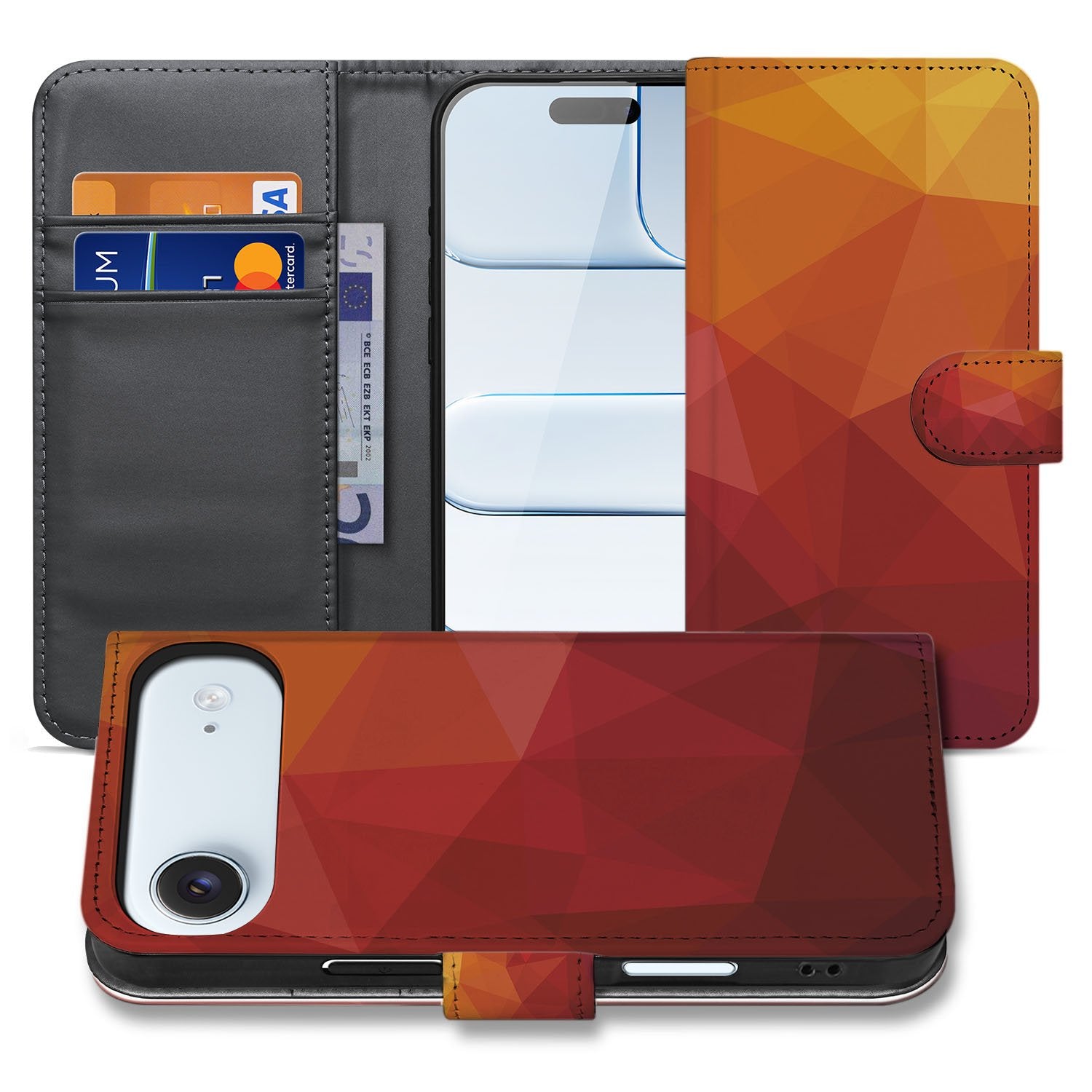 Polygon Hoesje iPhone Air | Book Case Polygon Red bookcase voorzijde en binnenkant