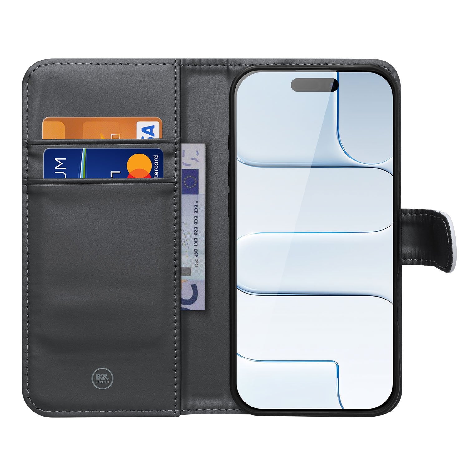 Polygon Hoesje iPhone Air Book Case zwart interieur met telefoon en kaarthouders