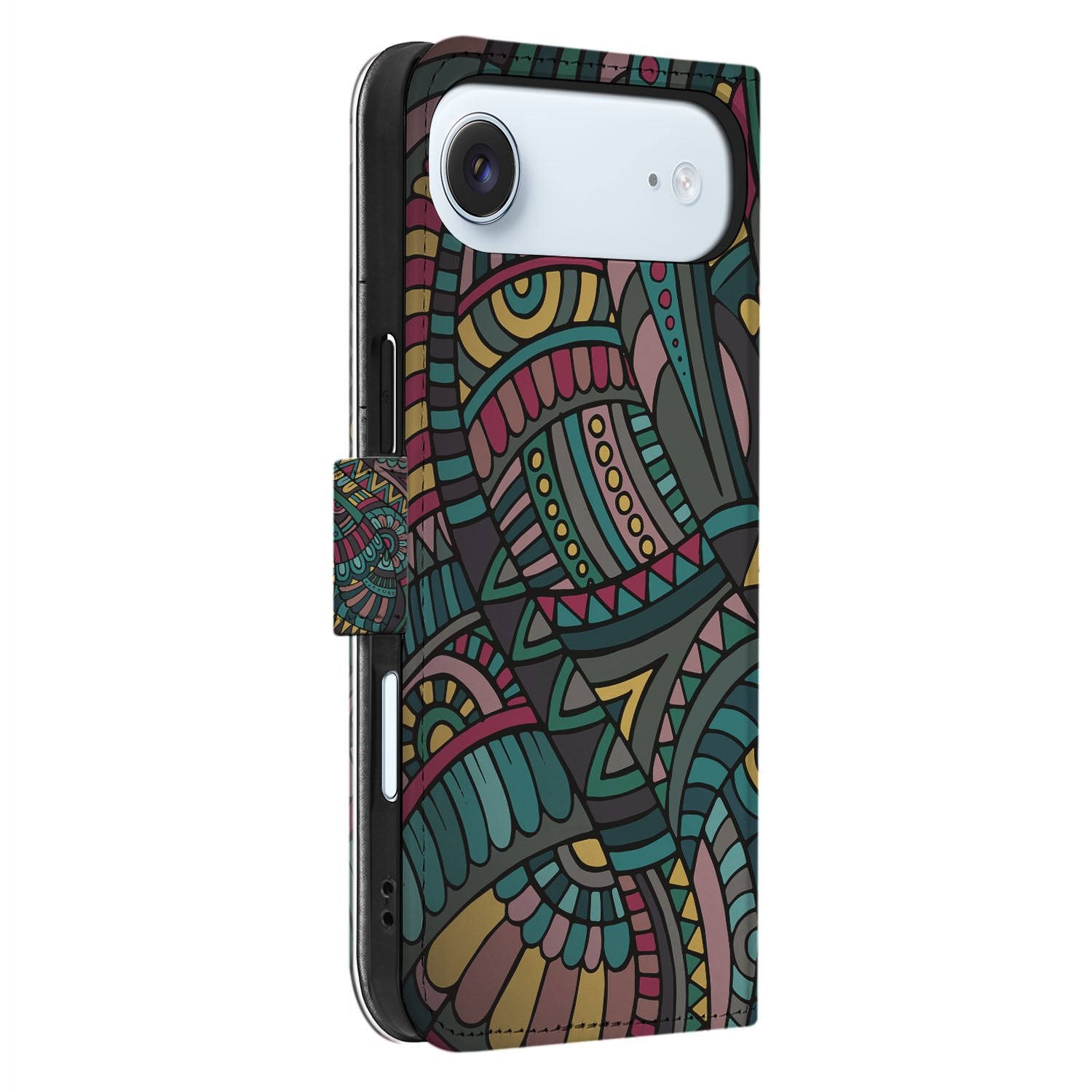 Portemonnee Hoesje Apple iPhone Air Aztec zijkant kleurvol design