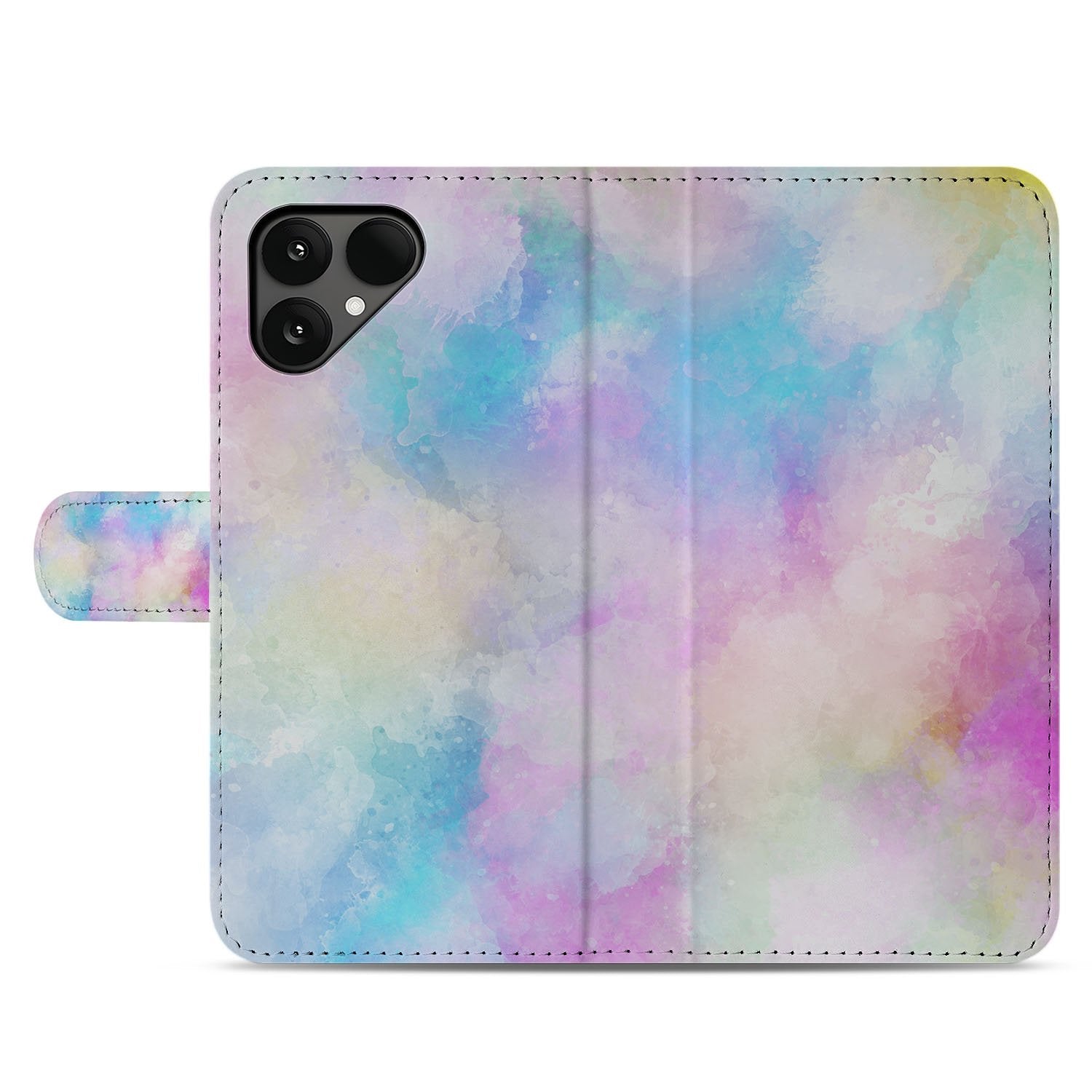 Portemonnee Hoesje Fairphone 6 Watercolor Light Pastel Waterverf Met Pasjeshouder designnaam voorkant