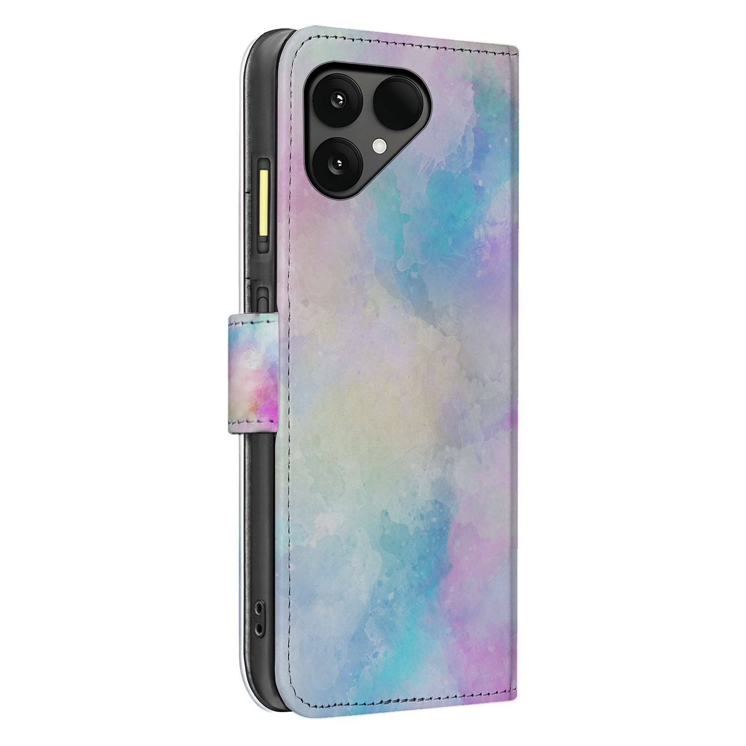 Portemonnee Hoesje Fairphone 6 Watercolor Light Pastel Waterverf Met Pasjeshouder zijaanzicht