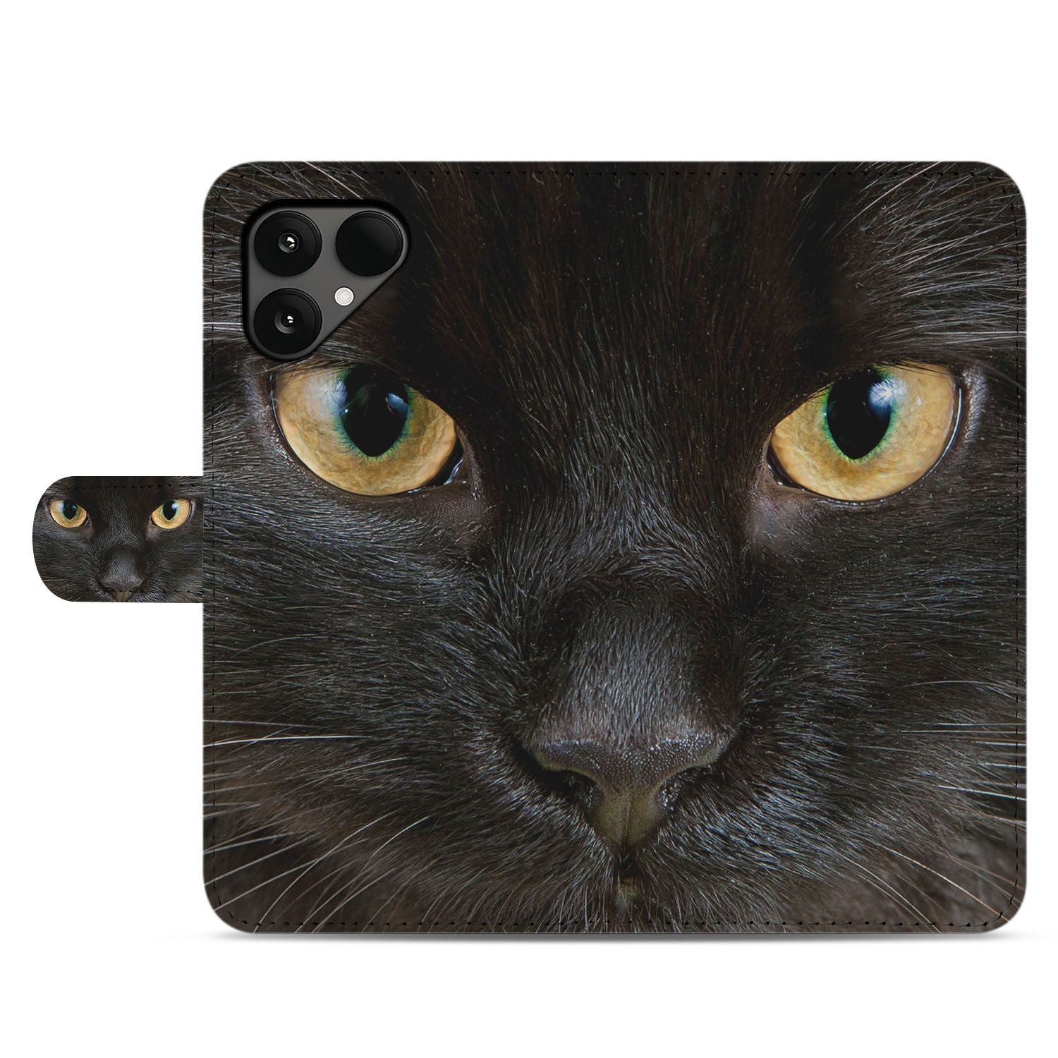 Portemonnee Hoesje Fairphone 6 Zwarte Kat kattenontwerp voorkant