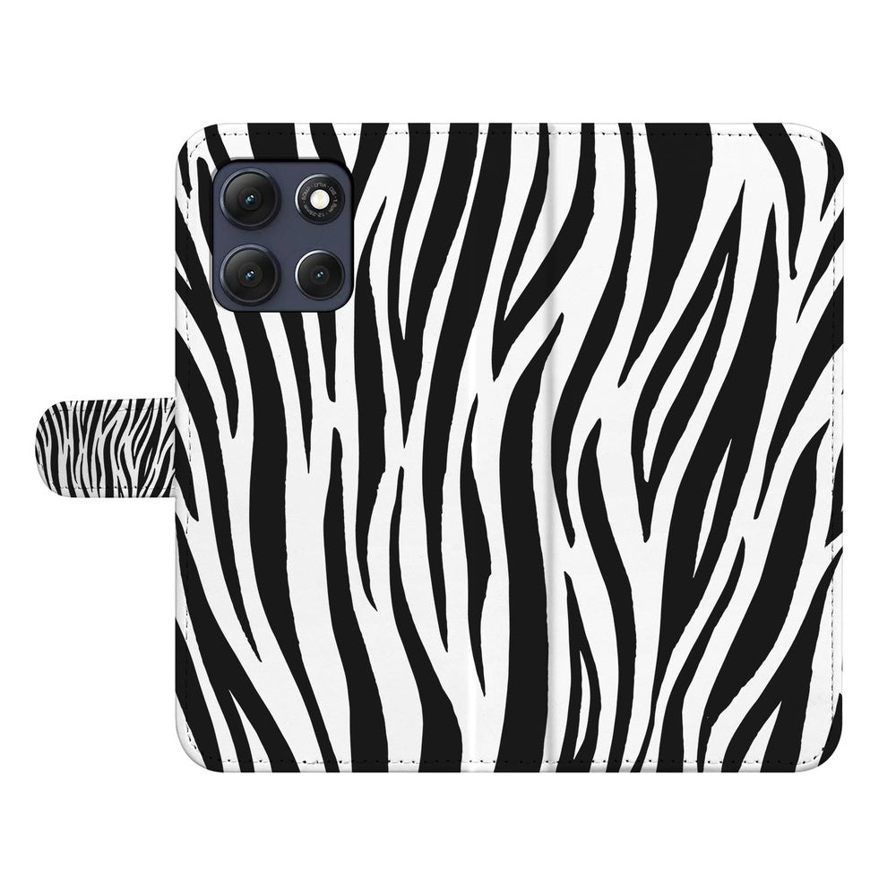 Motorola Moto G86 Portemonnee Hoesje Zebra design vooraanzicht.