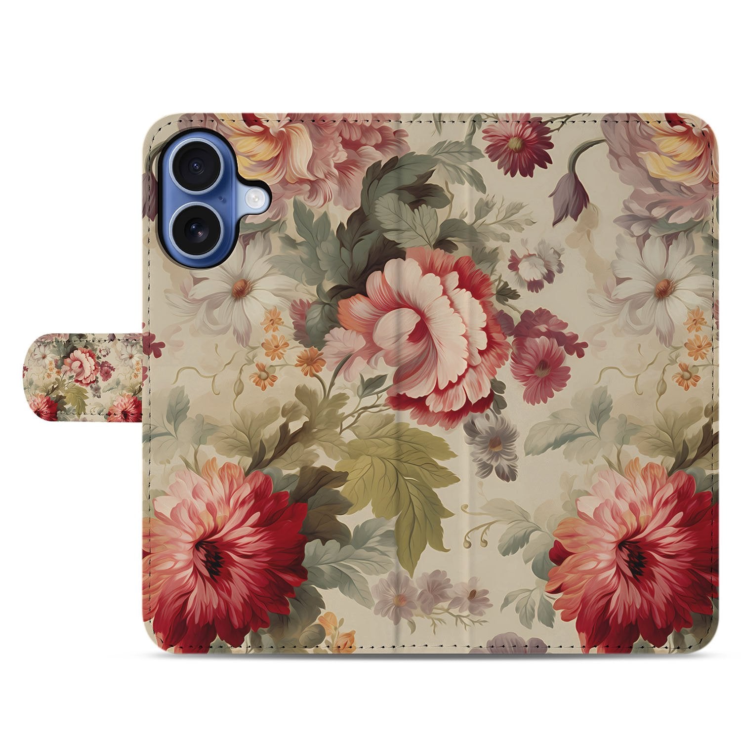 Apple iPhone 17 Portemonnee Hoesje Bloemenprint voorkant