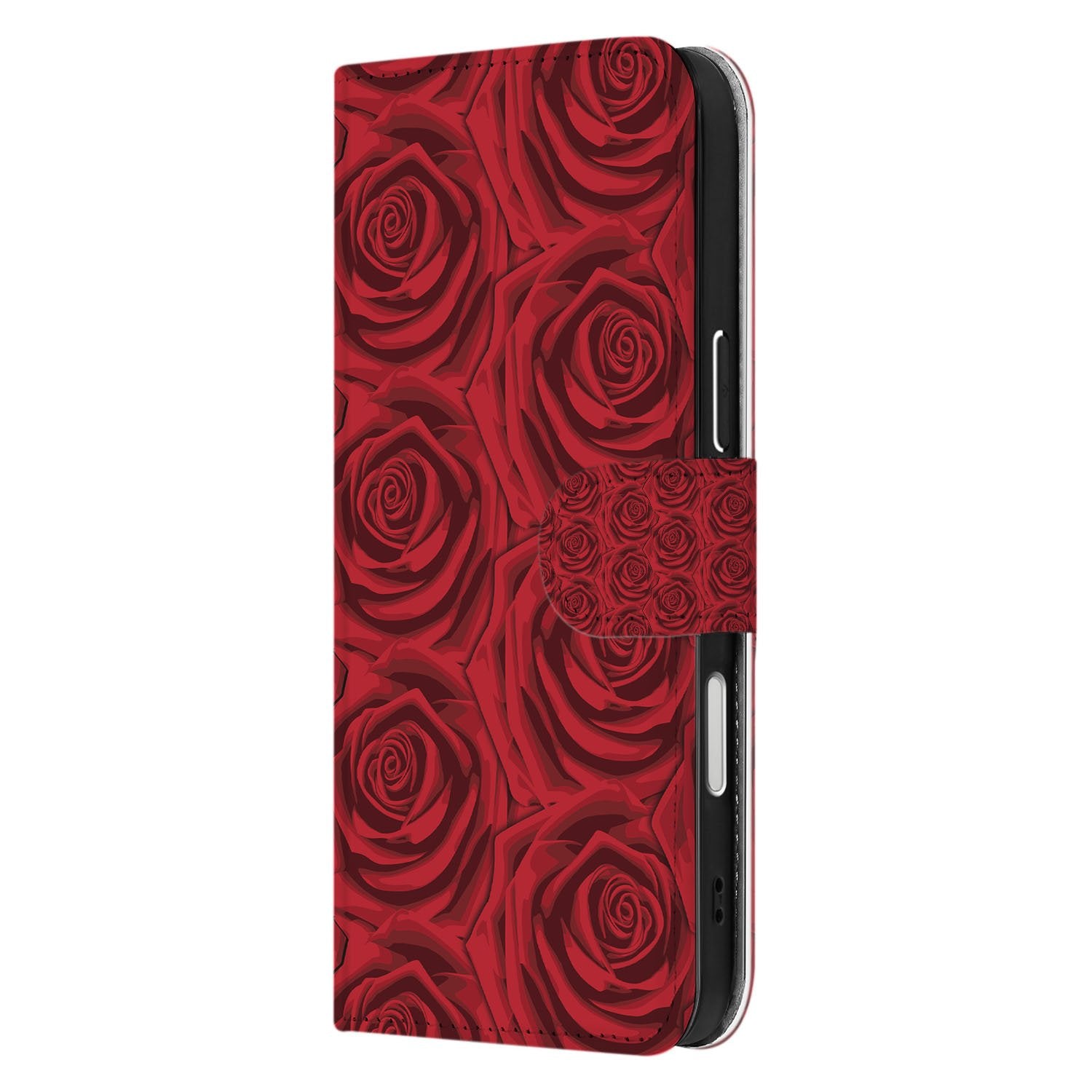Red Roses Hoesje Voor iPhone Air Met Pasjeshouder Book Case rozenprint zijkant