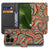 Retro Fairphone 6 Book Case retro patroon cognac turquoise bruin aanzicht