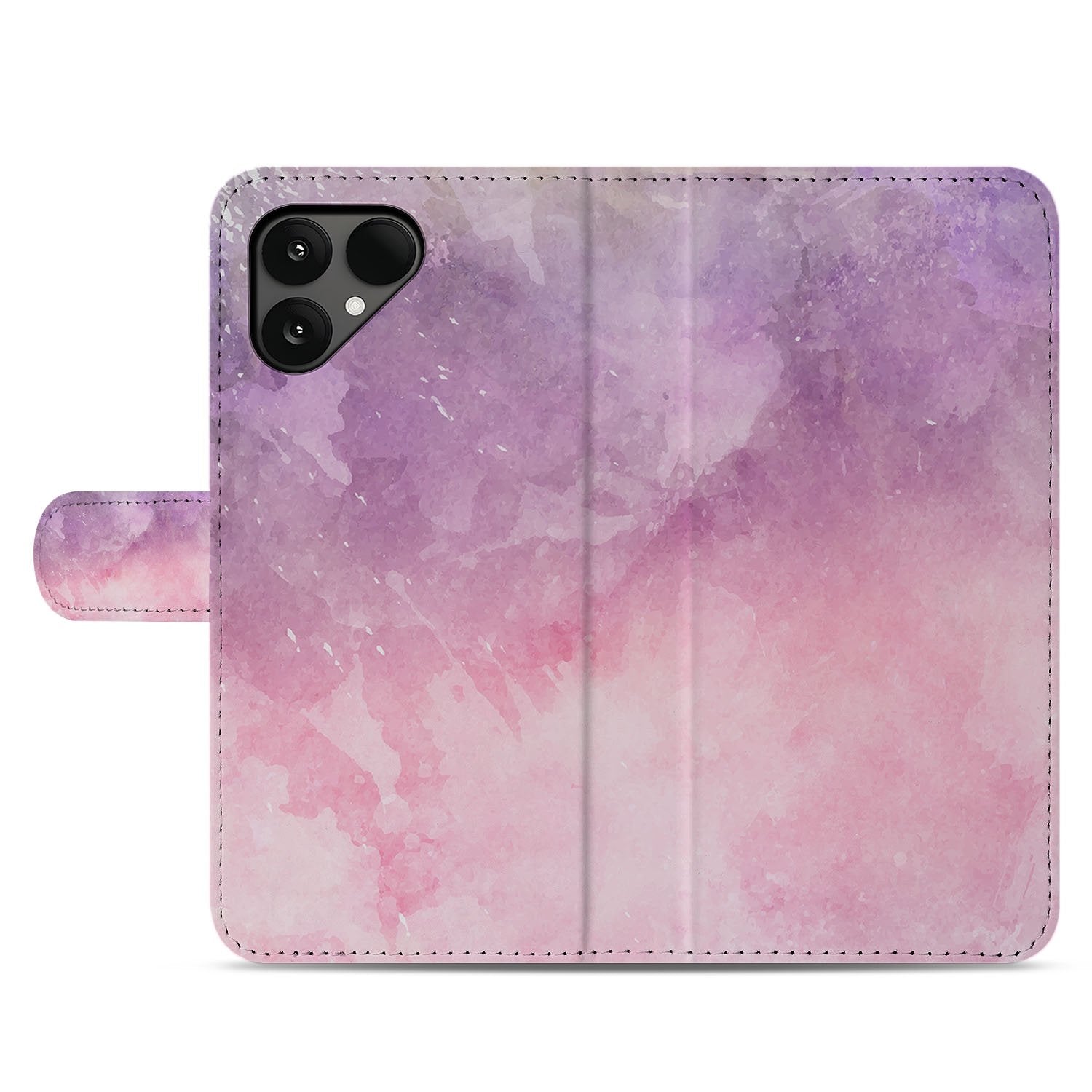 Fairphone 6 Roze-Paars Waterverf Book Case voorkant