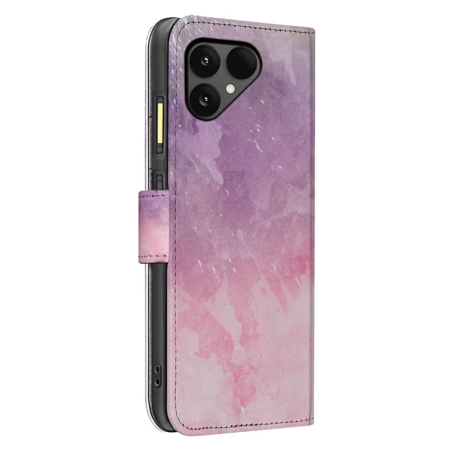 Fairphone 6 Roze-Paars Waterverf Book Case zij aanzicht