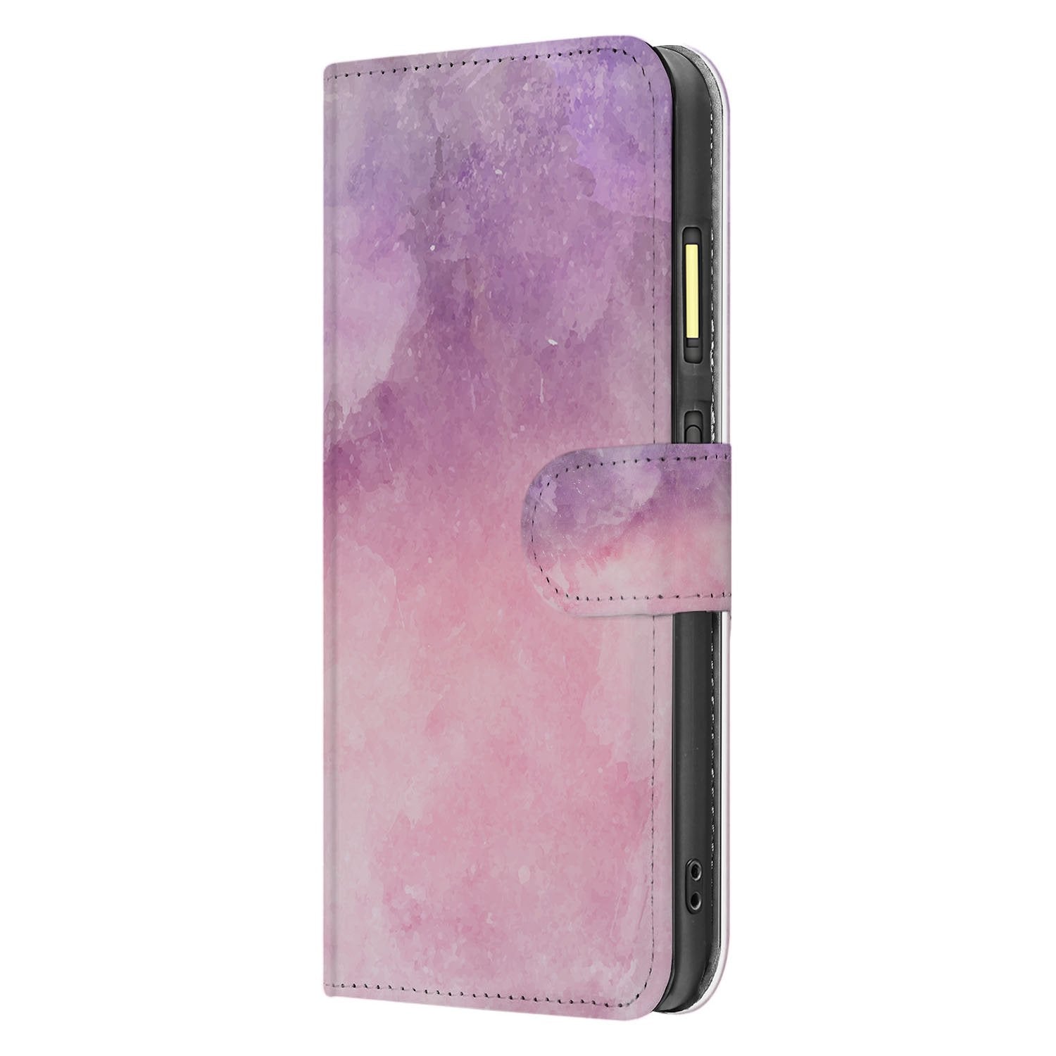 Fairphone 6 Roze-Paars Waterverf Book Case hoesje zijkant