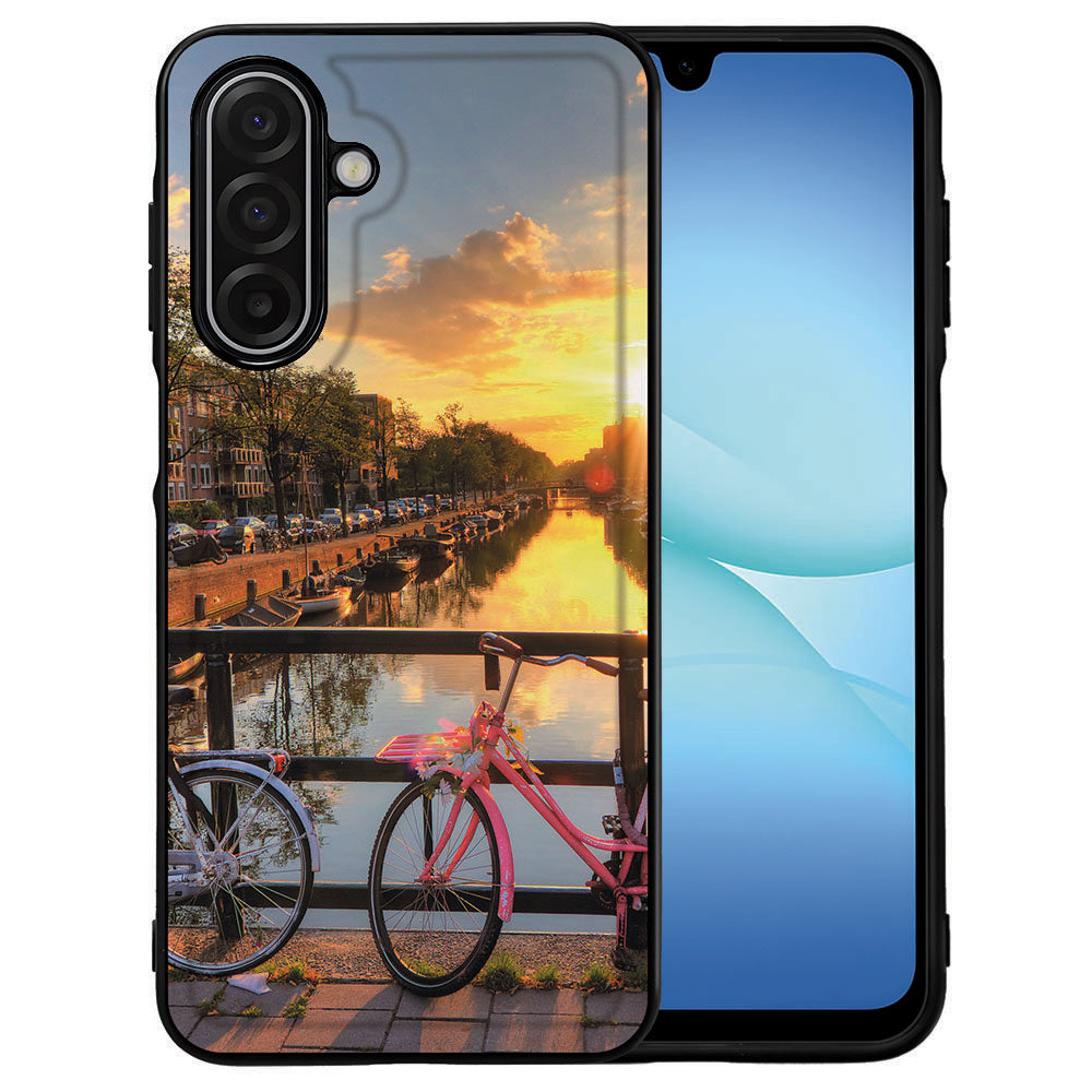 TPU Hoesje Samsung Galaxy A17 Amsterdamse Grachten fietsen grachten zonsondergang