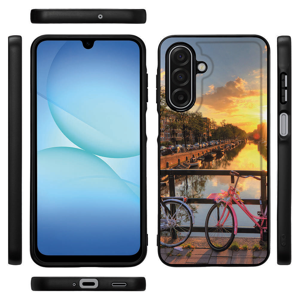 Samsung Galaxy A17 TPU Hoesje Amsterdamse Grachten aanzicht zij aanzicht