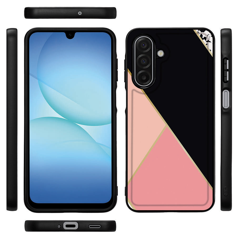 Samsung Galaxy A17 Beschermhoes Black Pink Shapes voorkant zijkanten achterkant