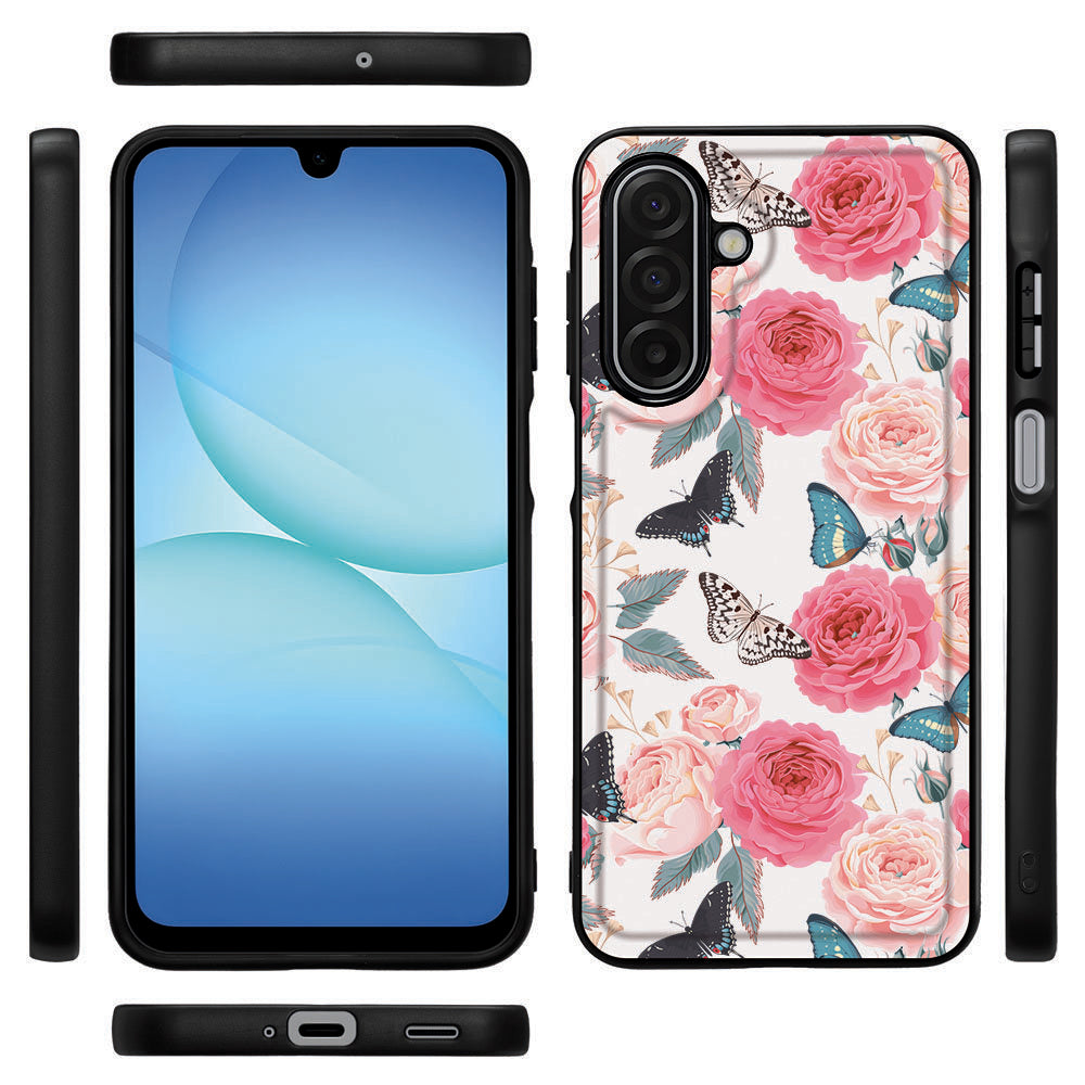 Samsung Galaxy A17 Telefoonhoesje Butterfly Roses aanzicht voorzijde achterkant zijkanten