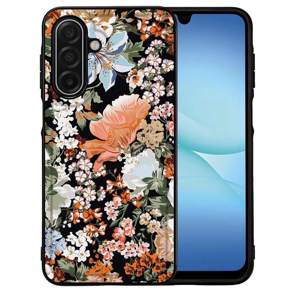 Dark Bloemen Samsung Galaxy A17 Beschermhoes TPU PU bloemen design achterzijde