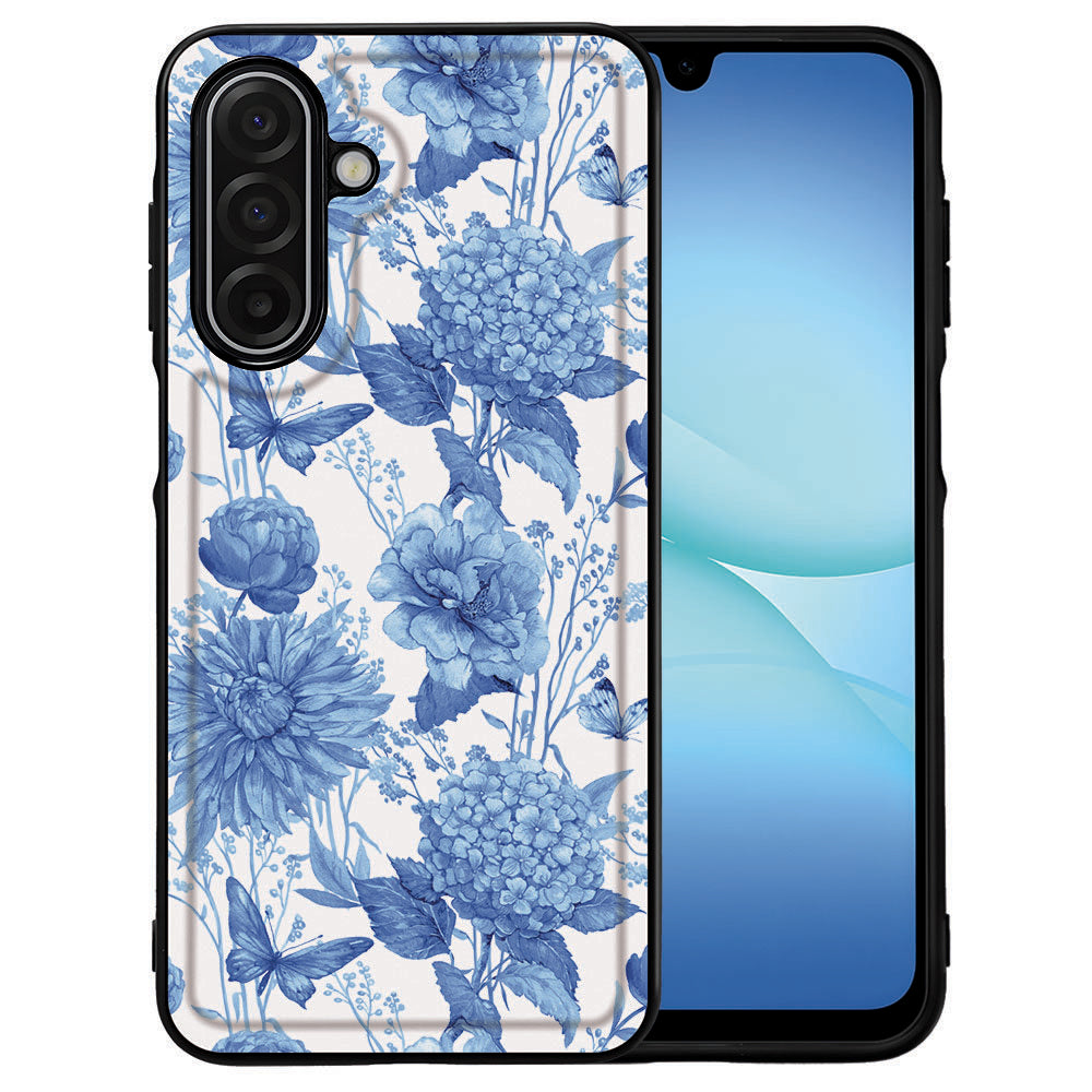 Samsung Galaxy A17 Flowers Blue Beschermhoes voorkant