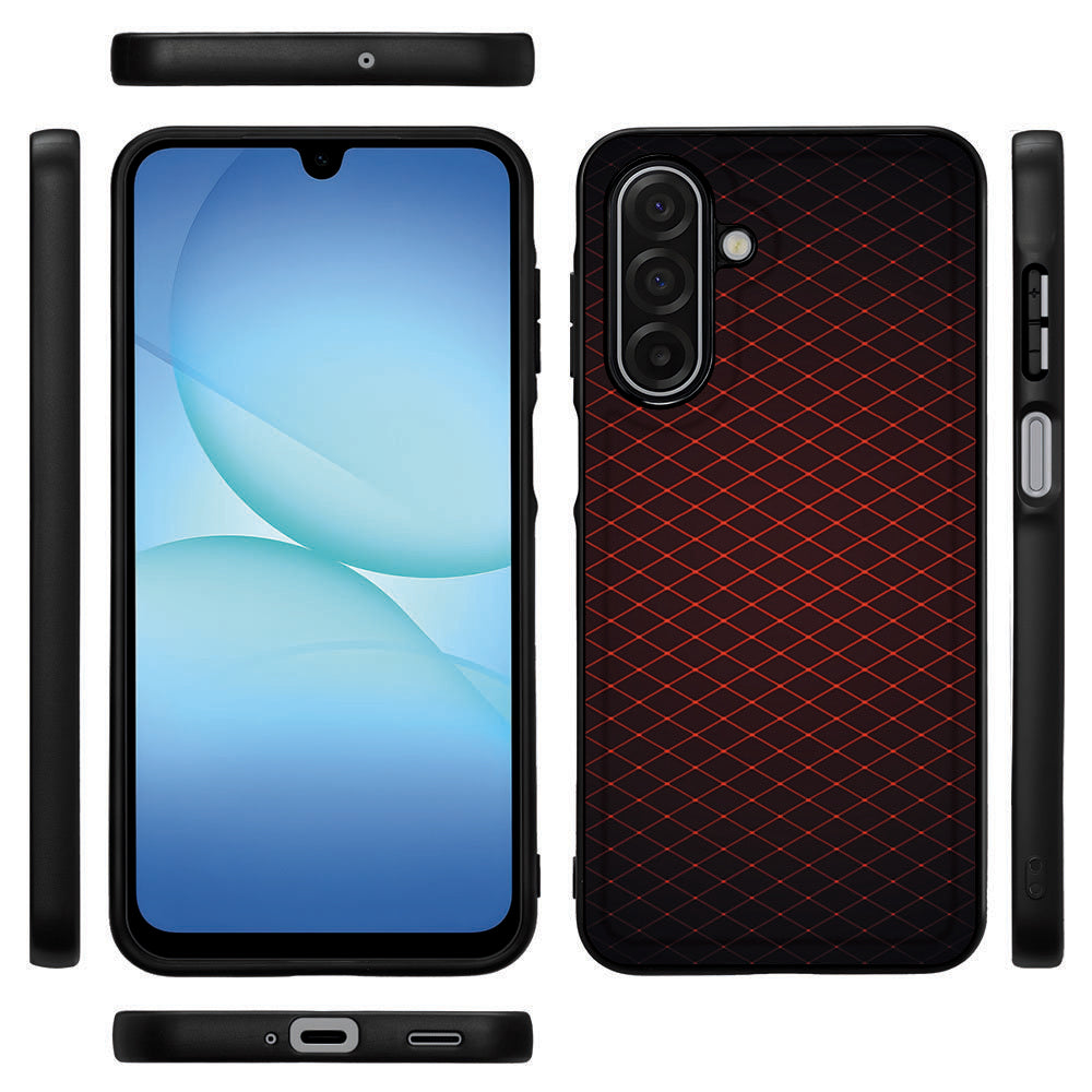 Samsung Galaxy A17 Back Cover Geruit Rood bovenzijde zijkanten voorkant