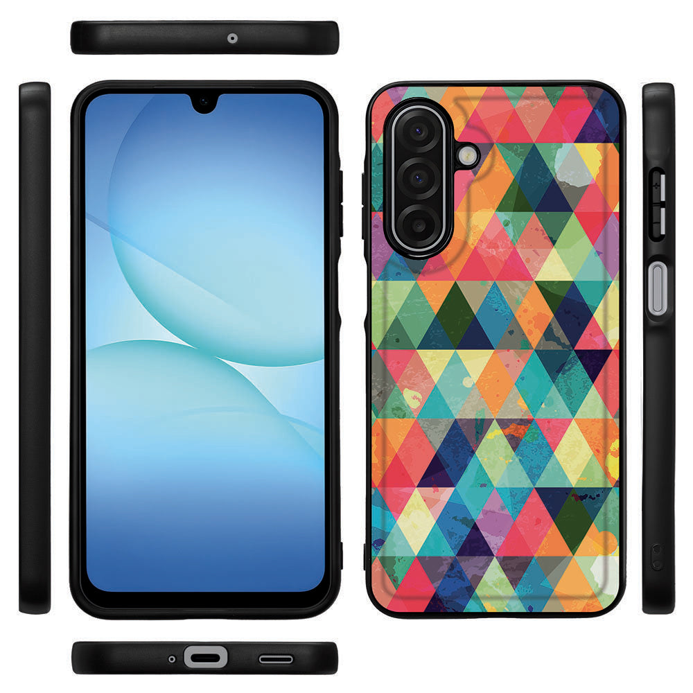 TPU Hoesje Samsung Galaxy A17 Geruit kleurrijk geometrisch design aanzicht
