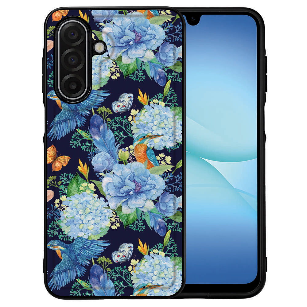 Samsung Galaxy A17 Telefoonhoesje IJsvogel design bloemen aanzicht