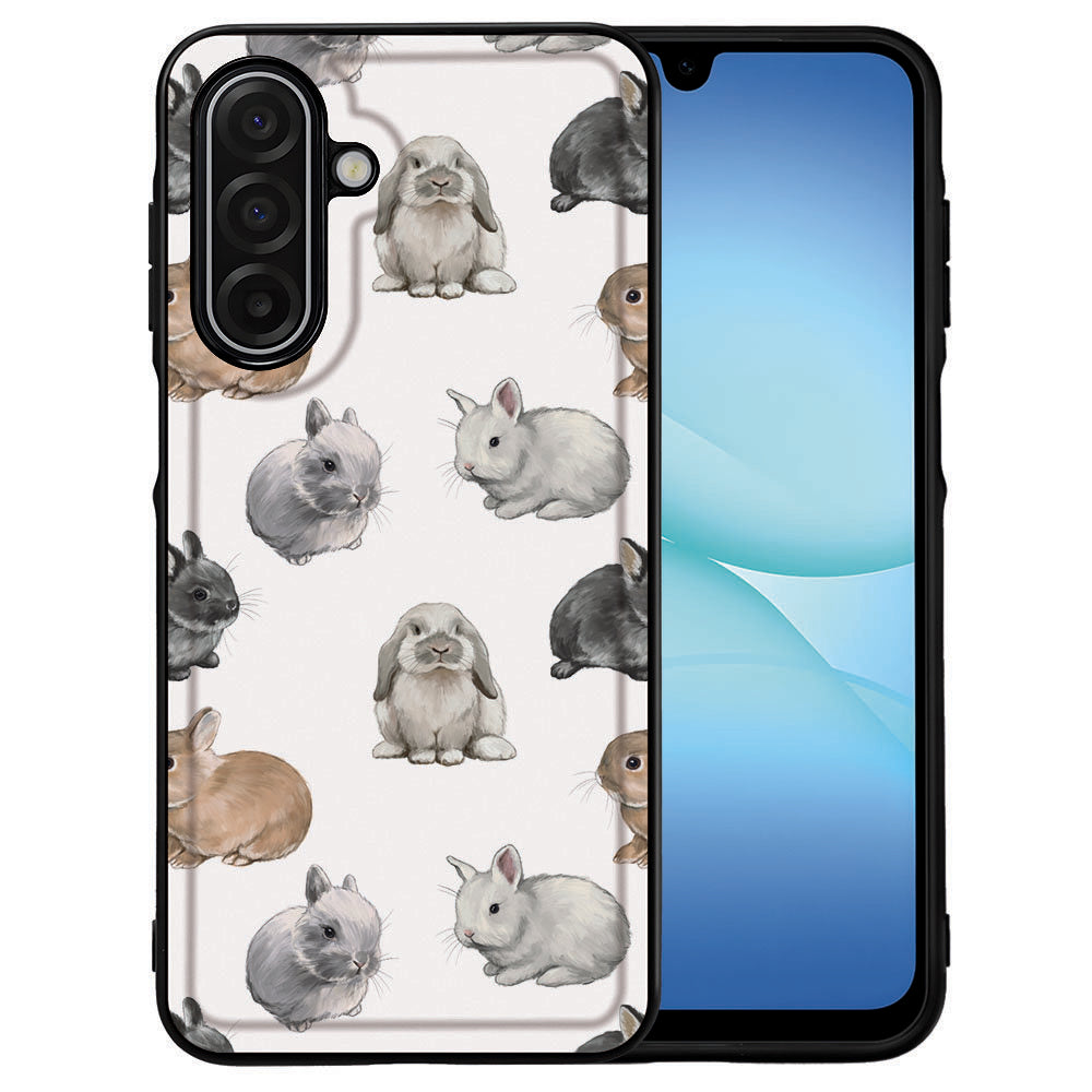 Back Cover Samsung Galaxy A17 Konijntjes konijntjes motief TPU PU zwart aanzicht