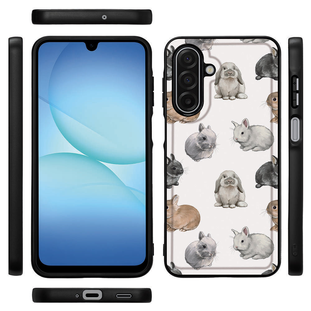 Back Cover Samsung Galaxy A17 Konijntjes hoesje konijntjes motief zijkanten voorkant