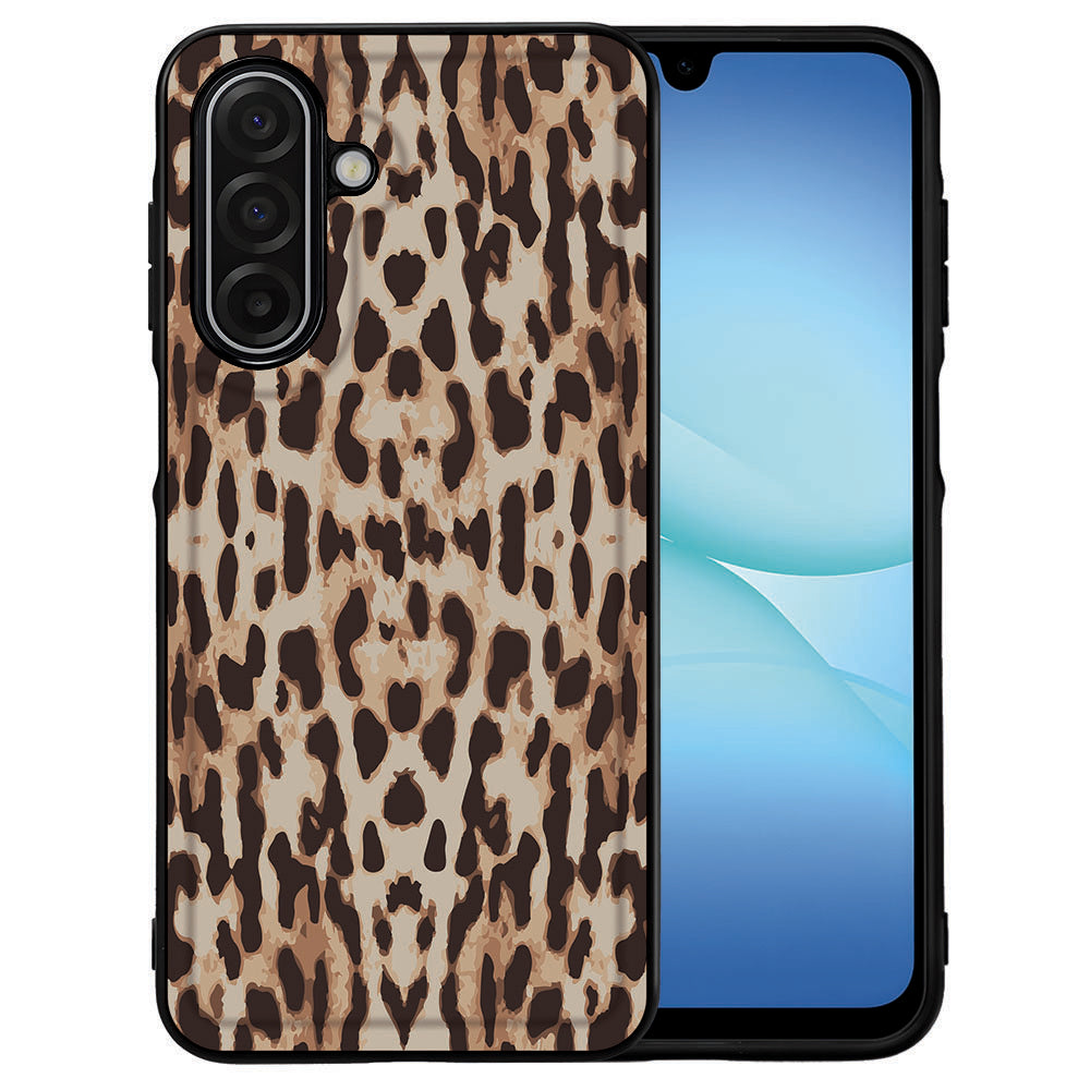 Leopard Samsung Galaxy A17 Hoesje Zwarte TPU Randen PU Kunstleer achterkant ontwerp