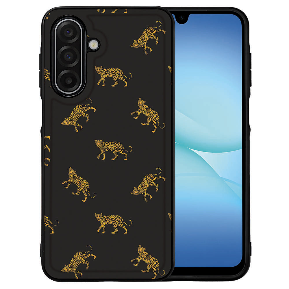 Leopards Samsung Galaxy A17 Back Cover zwart PU kunstleer leeuw patrone