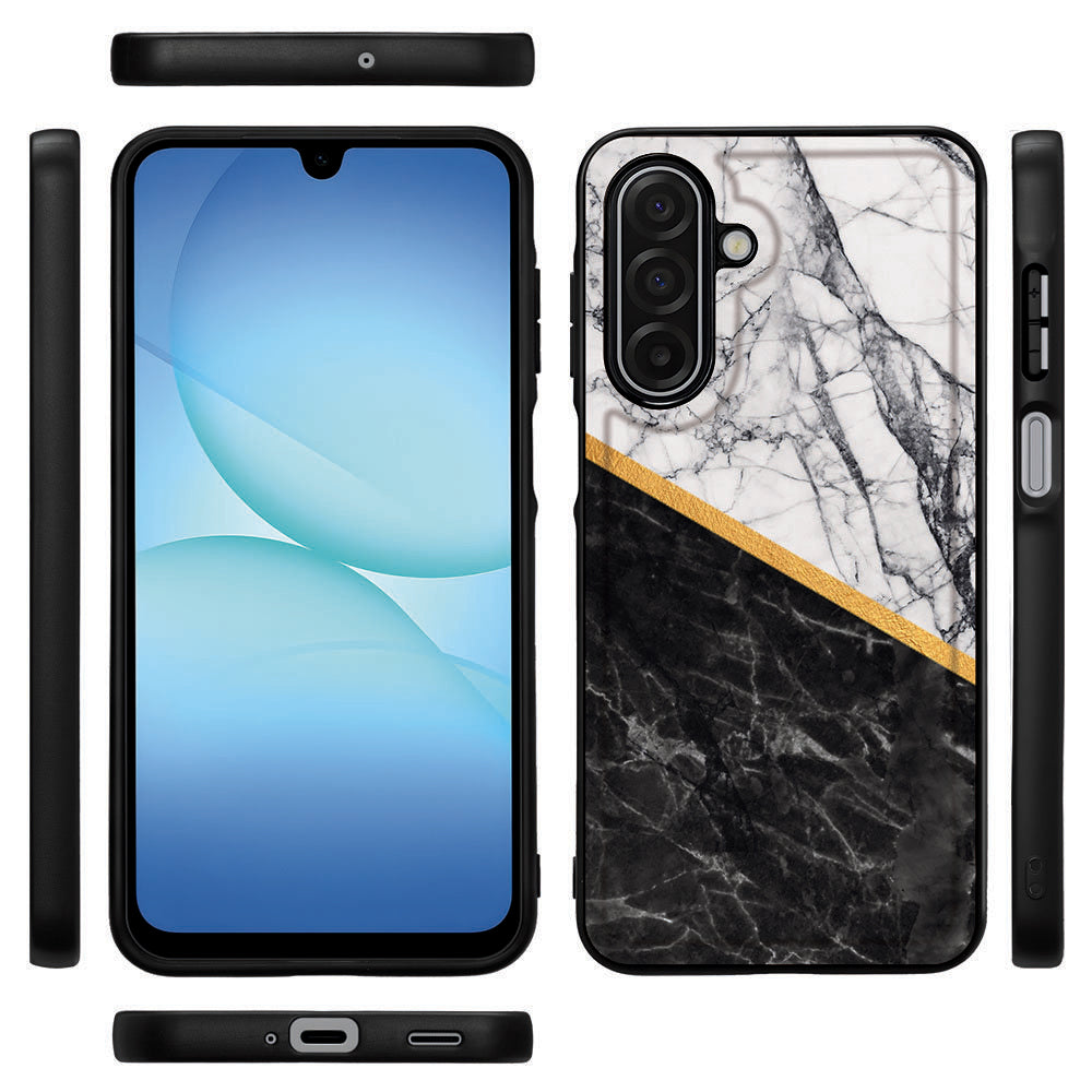 Samsung Galaxy A17 Marble White Black TPU Hoesje voorkant achterkant zijkanten