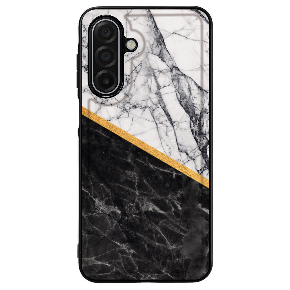 Samsung Galaxy A17 TPU Hoesje Marble White Black zijaanzicht