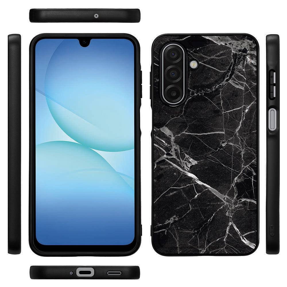 Samsung Galaxy A17 Marmer Zwart Beschermhoes voor en achteraanzicht