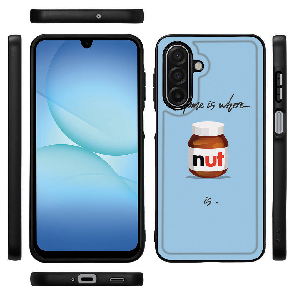 Nut Home Samsung Galaxy A17 Backcover Hoesje Met Zwarte TPU Rand En PU Kunstleer Achterkant design nut jar aanzicht