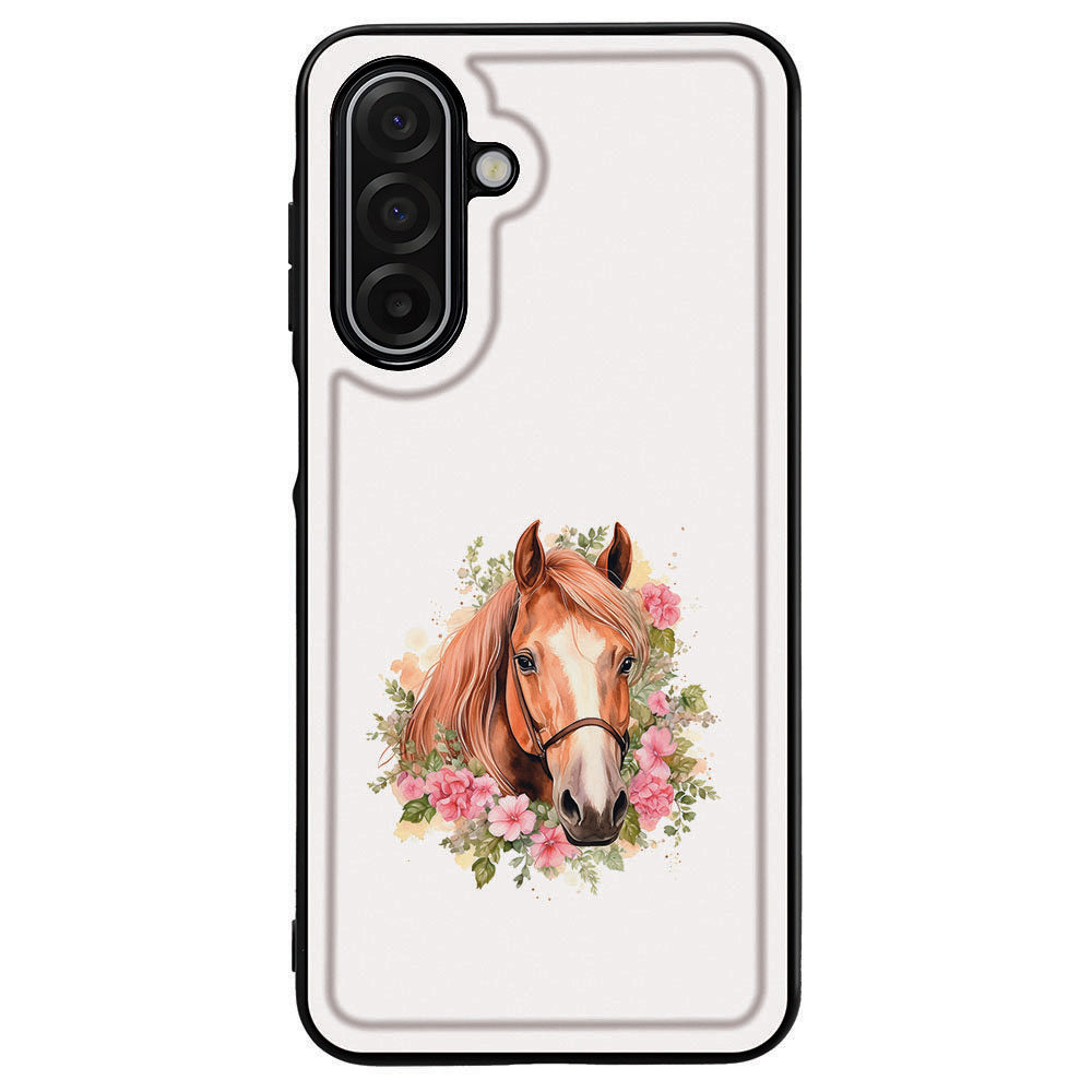Samsung Galaxy A17 Paard TPU Hoesje Zwarte Randen PU Kunstleer Achterkant Bescherming paarden ontwerp achterkant