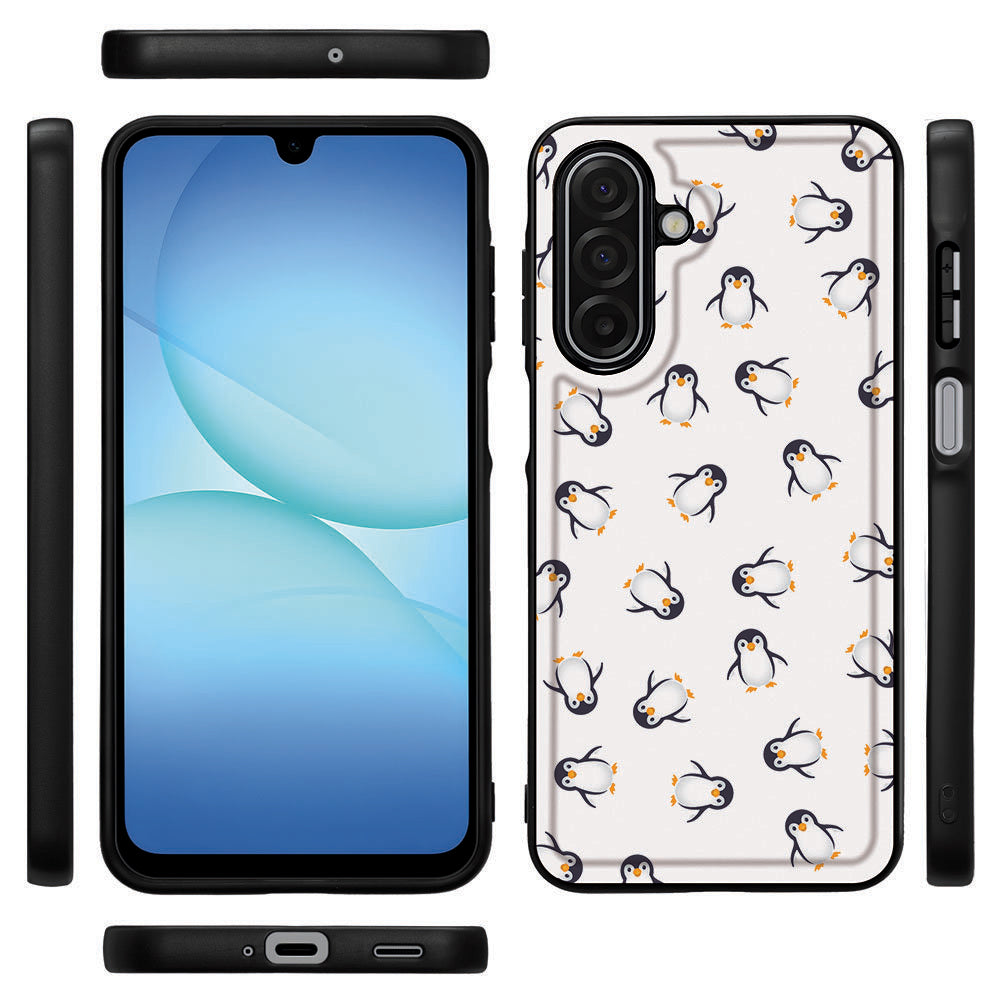 Samsung Galaxy A17 Pinguïn Design TPU Hoesje zij aanzicht voorkant achterzijde