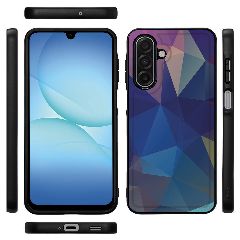 Samsung Galaxy A17 Polygon Dark Backcover Hoesje zijkant voorkant achterkant