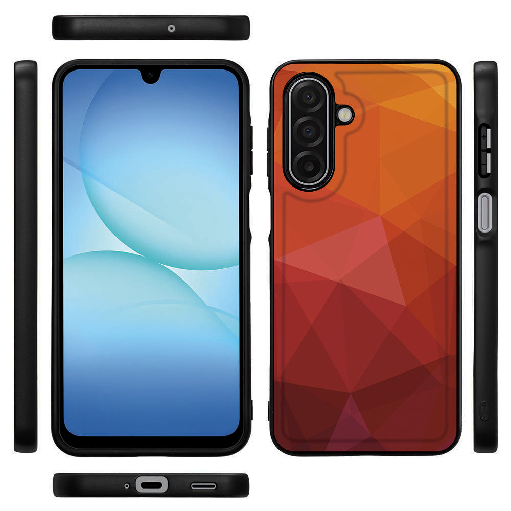 Samsung Galaxy A17 Polygon-Red Beschermhoes voorkant zijde achterkant