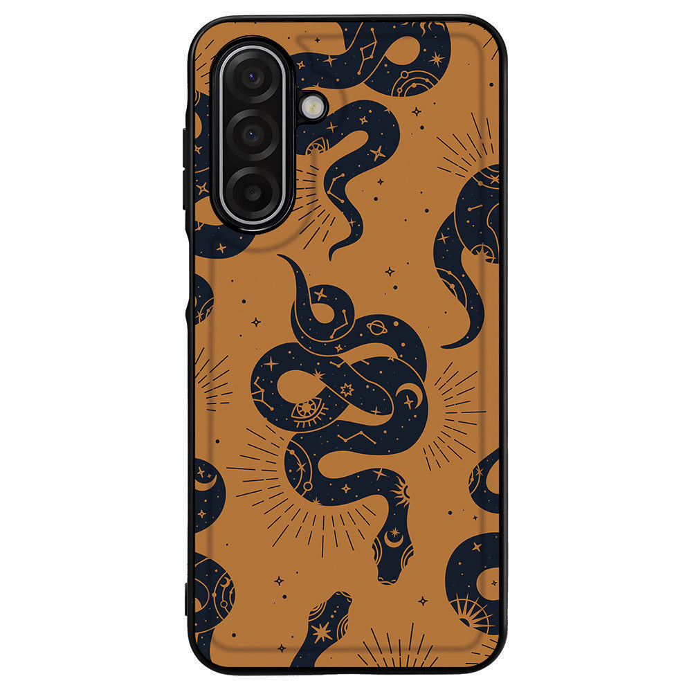 Samsung Galaxy A17 hoesje Snakes back cover slangenpatroon zwart bruin