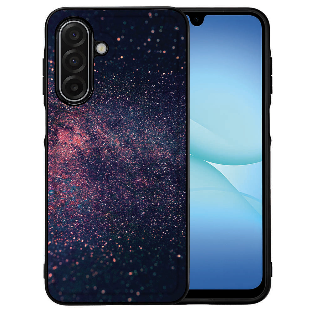 Stars Samsung Galaxy A17 Hoesje TPU Rand PU Kunstleer Achterkant Zwart Stars design smartphone voorkant
