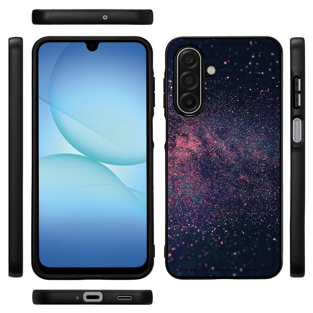 Stars Samsung Galaxy A17 hoesje TPU Rand PU Kunstleer Achterkant Zwart Bescherming Voor Dagelijks Gebruik voorkant zijkanten achterkant