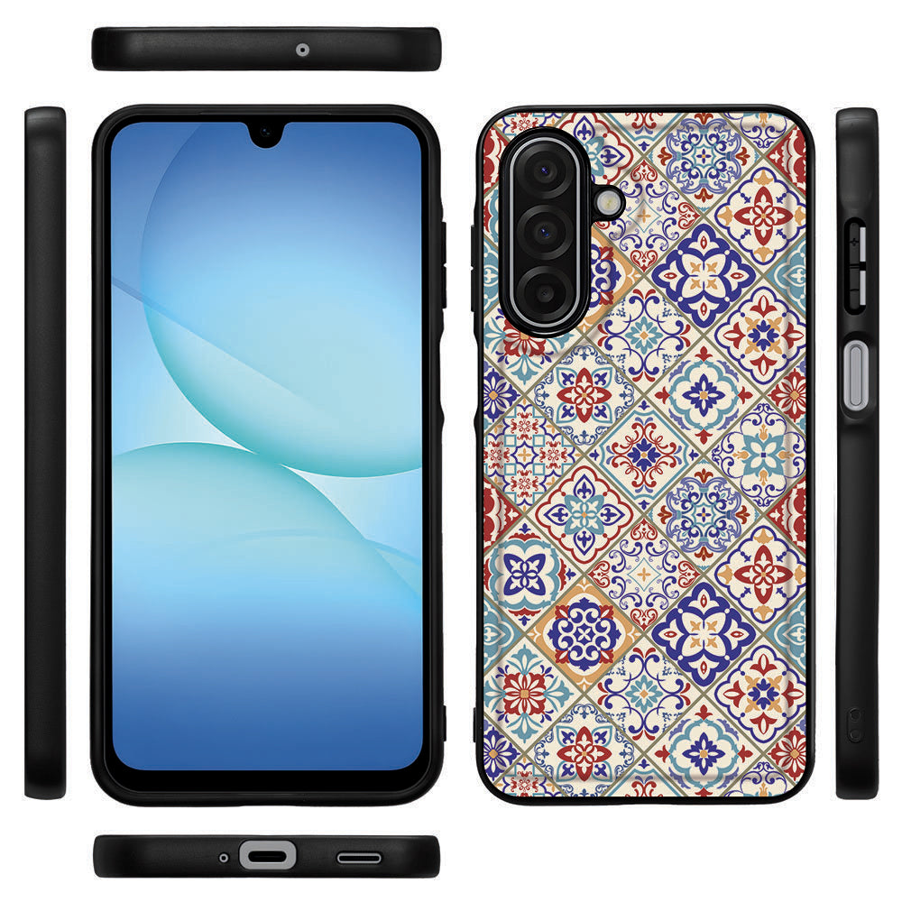 Samsung Galaxy A17 Hoesje Tiles Color achterkant zij-aanzicht mozaiekpatroon