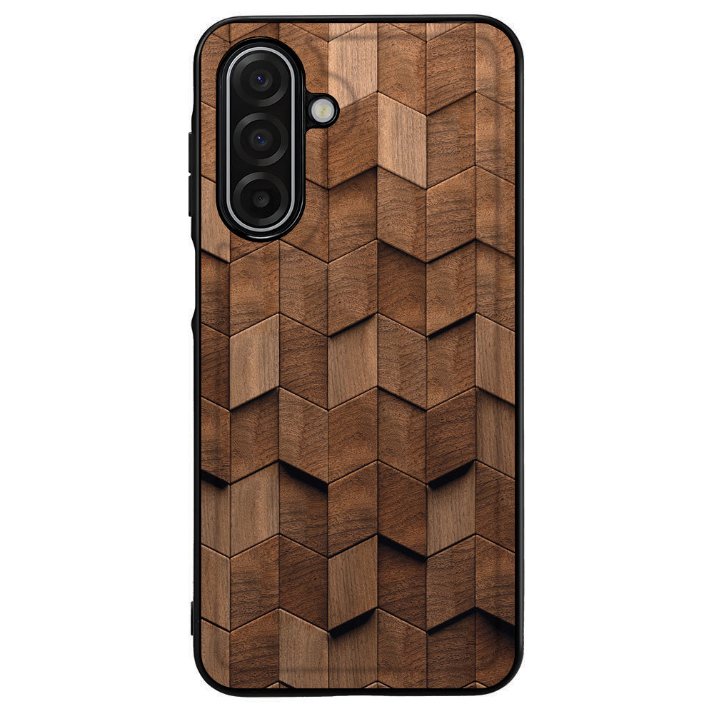 Wooden Cubes Samsung Galaxy A17 TPU Hoesje Met PU Achterkant Voor Luxe Bescherming achterkant ontwerp