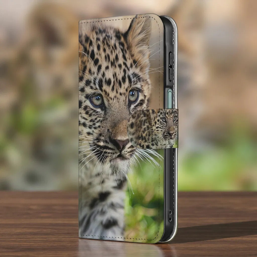 Samsung Galaxy A17 Bookcase Hoesje Met Pasjes Baby Luipaard