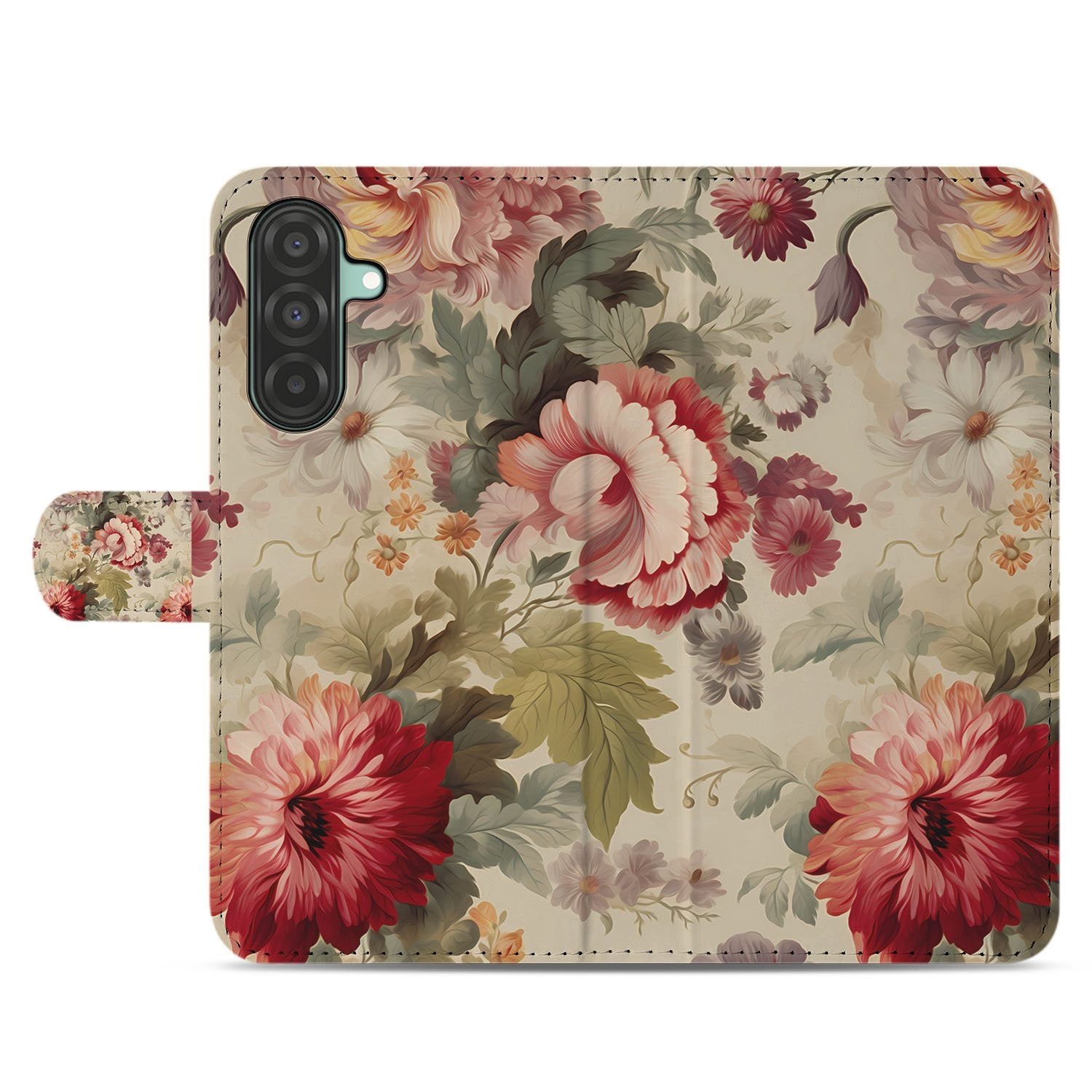 Samsung Galaxy A17 Bloemen Portemonnee Hoesje PU Leer 3 Pasjes