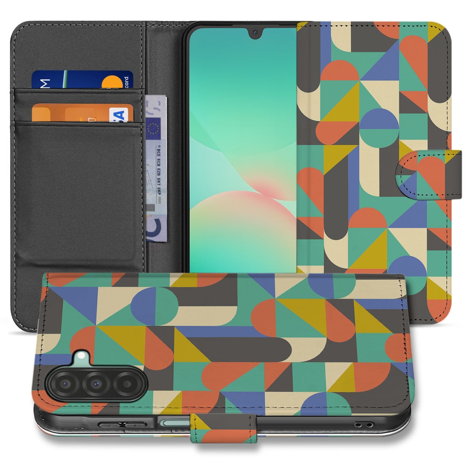 Samsung Galaxy A17 Bookcase Hoesje Funky Retro Pasjes Kunstleer